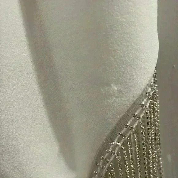 Selfie Leslie CALL ON ME DIAMANTE FRINGE MINI DRESS WHITE - Picture 8 of 9